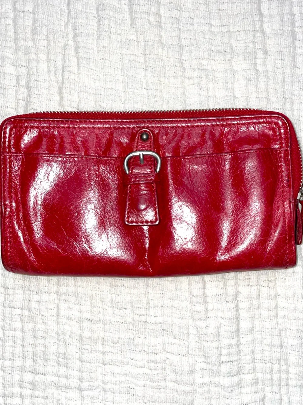 TANO Red Leather Clutch Wallet  Large Travel